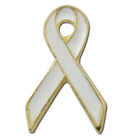 White Awareness Ribbon Lapel Pin