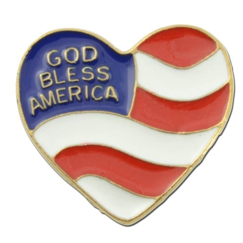 Heart God Bless Lapel Pin