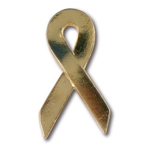 Gold Awareness Ribbon Lapel Pin