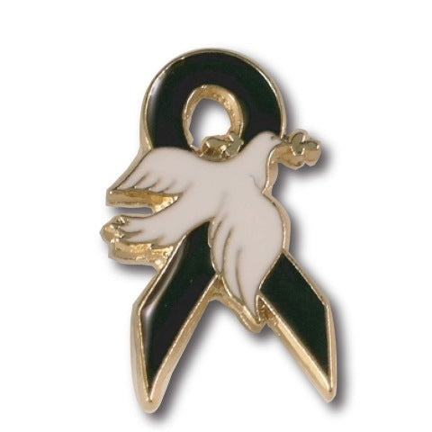 Black Ribbon Dove Lapel Pin