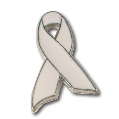 White Awareness Ribbon Lapel Pin