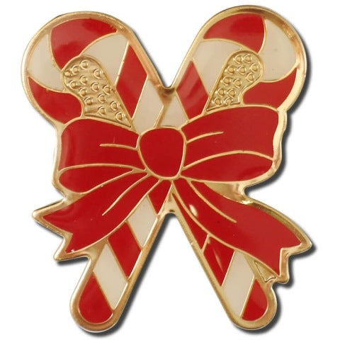 Large Crossed Candy Canes Lapel Pin