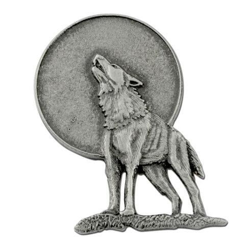 Lone Wolf Howling at the Moon Lapel Pin