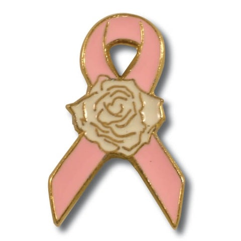 Pink Ribbon Rose Awareness Lapel Pin