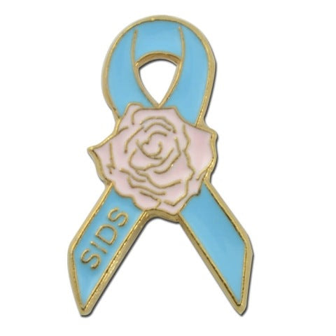 SIDS Awareness Ribbon with Rose Lapel Pin