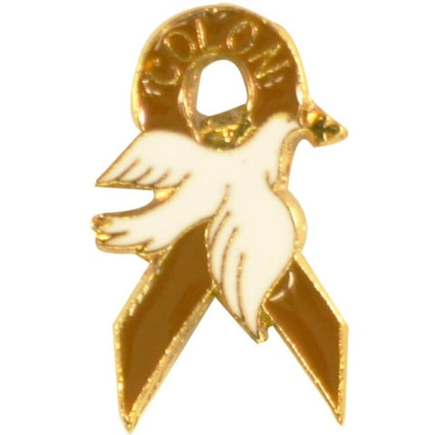 Colon Cancer Ribbon Dove Lapel Pin