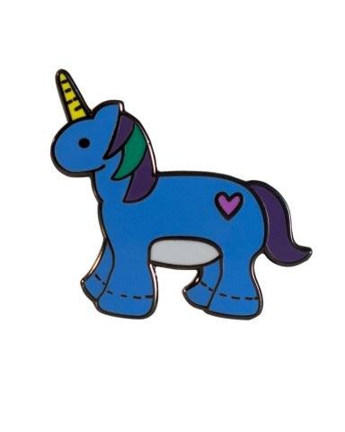 Blue Stuffed Unicorn Lapel Pin