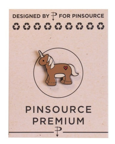 Brown Stuffed Unicorn Lapel Pin